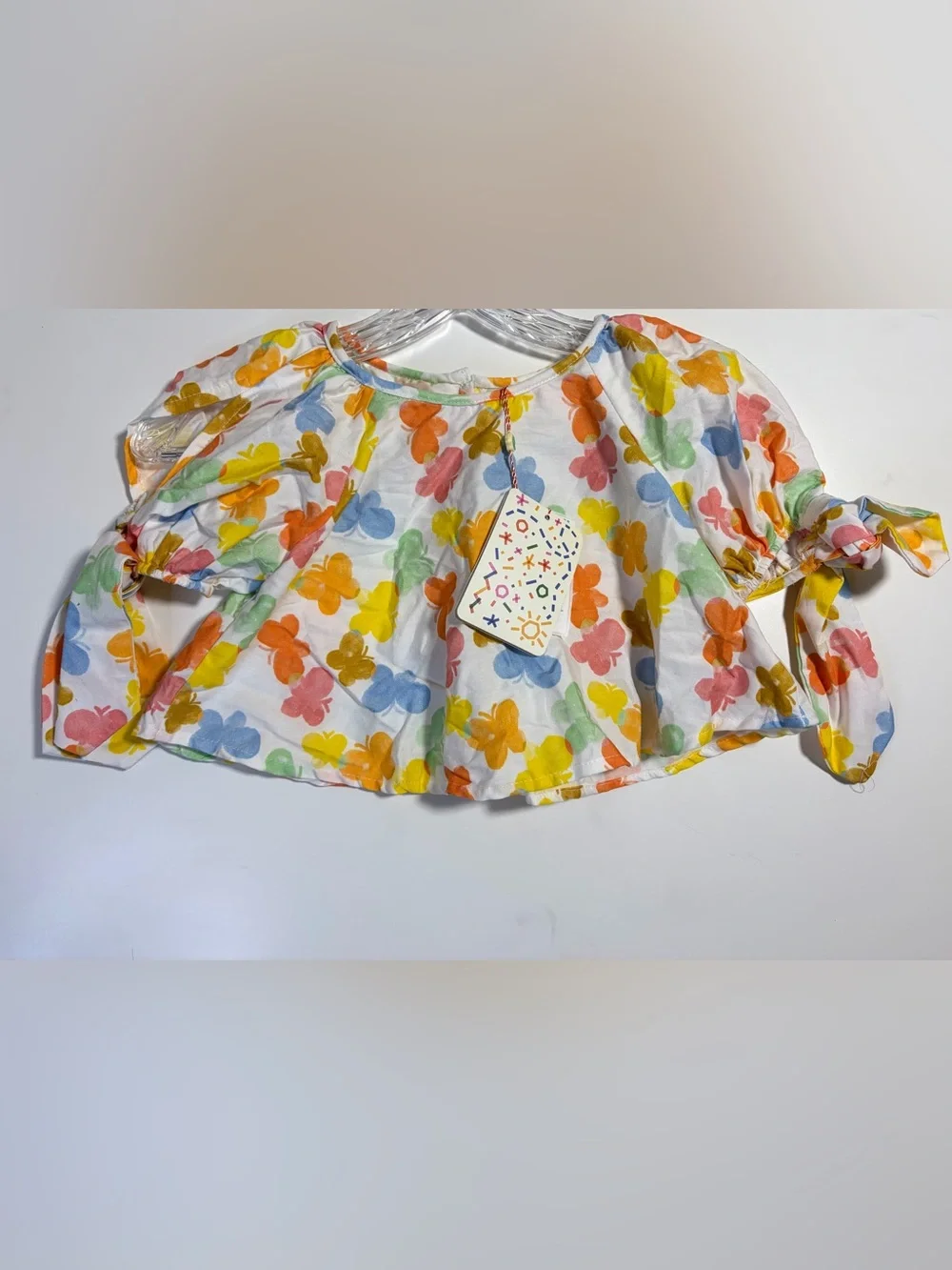 Playful Floral Puff-Sleeve Top in Multi-Color